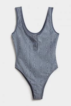Negative Underwear Silky Bodysuit In Slate Moiré Bodysuits
