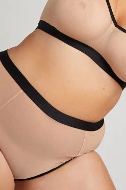Negative Underwear Sieve High-Waist Brief In Buff + Black Underwear