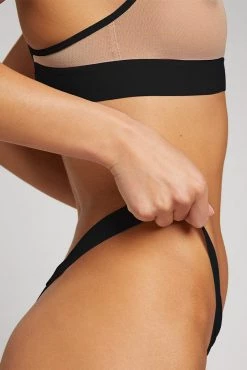 Negative Underwear Sieve Thong In Buff + Black Underwear