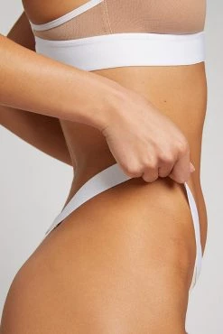 Negative Underwear Sieve Thong In Buff + White