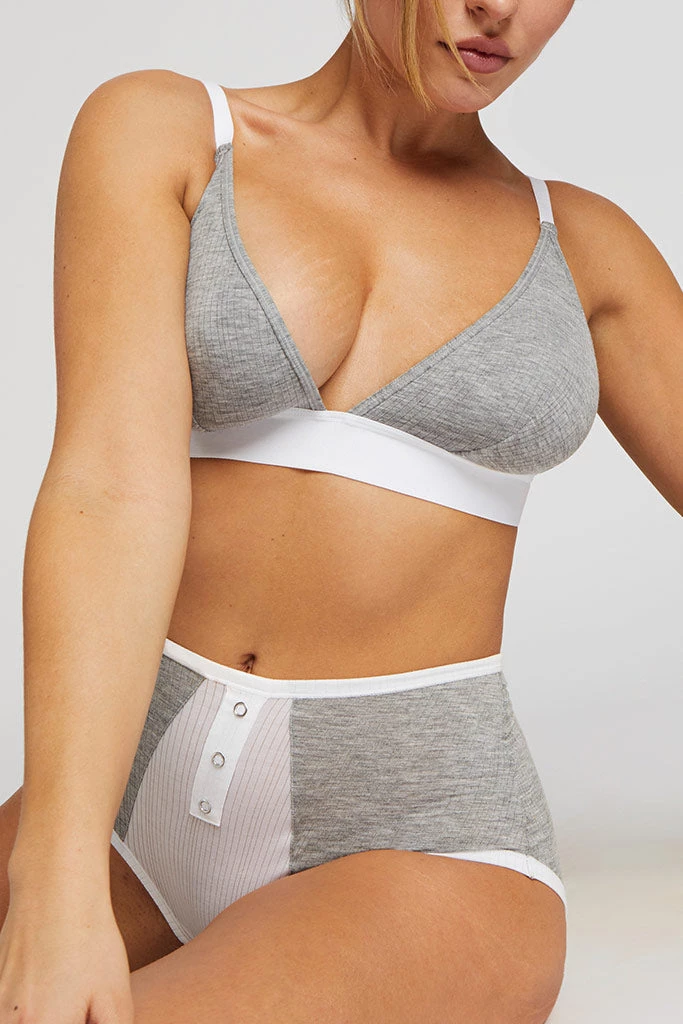 Negative Underwear Underwear Whipped High Rise In Heather Grey + White 4 Negative Underwear Underwear Whipped High Rise In Heather Grey + White
