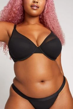 Negative Underwear Lined Sieve Demi Bra In Black (Employee Sale) Plunge