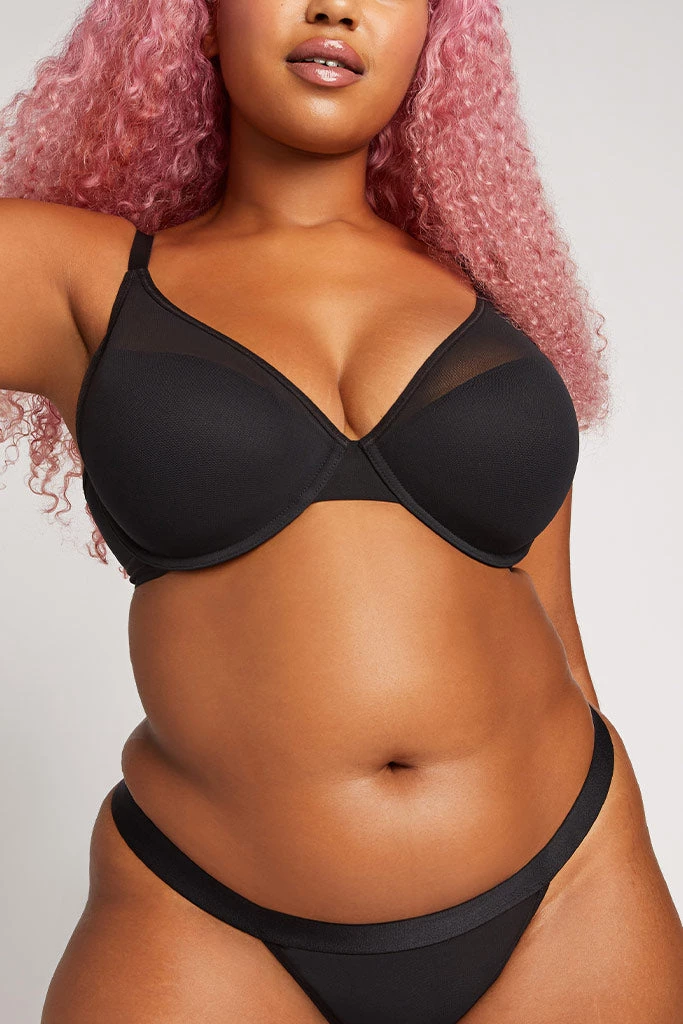 Negative Underwear Lined Sieve Demi Bra In Black (Employee Sale) Plunge 2 Negative Underwear Lined Sieve Demi Bra In Black (Employee Sale) Plunge