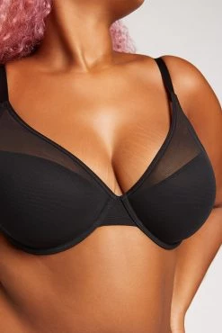 Negative Underwear Lined Sieve Demi Bra In Black (Employee Sale) Plunge