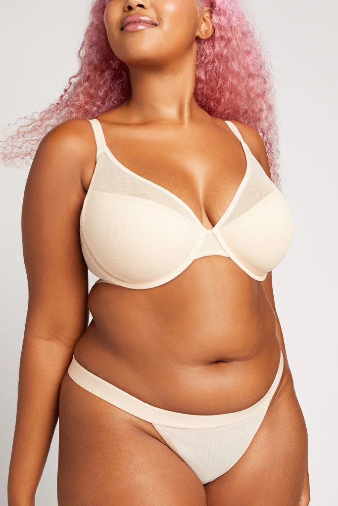 Negative Underwear Lined Sieve Demi Bra In Peach (Employee Sale) 4 Negative Underwear Lined Sieve Demi Bra In Peach (Employee Sale)