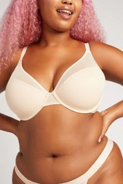 Negative Underwear Lined Sieve Demi Bra In Peach (Employee Sale)