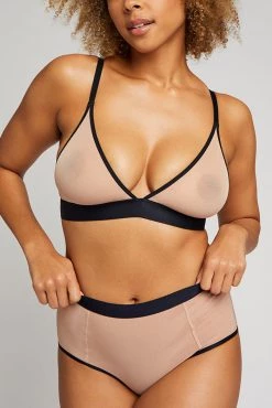 Negative Underwear Sieve Triangle Bra In Buff + Black Bras