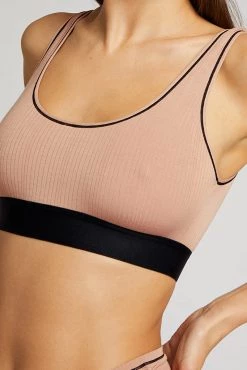 Negative Underwear Whipped Bra Top In Buff + Black Bras
