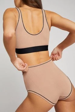 Negative Underwear Whipped Bra Top In Buff + Black Bras