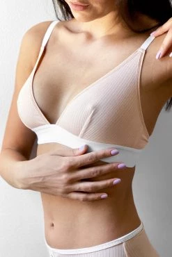 Negative Underwear Whipped Triangle Bra In Peach Colorblock (Employee Sale) Wireless