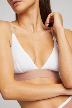 Negative Underwear Bras Whipped Triangle Bra In Buff + White