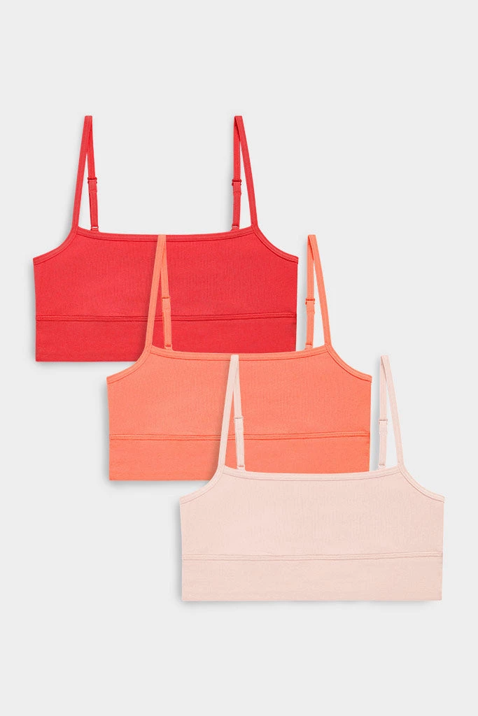 Negative Underwear Cotton Bralette In Cherry And In Coral And In Peach (3 Pack) Bras 1 Negative Underwear Cotton Bralette In Cherry And In Coral And In Peach (3 Pack) Bras
