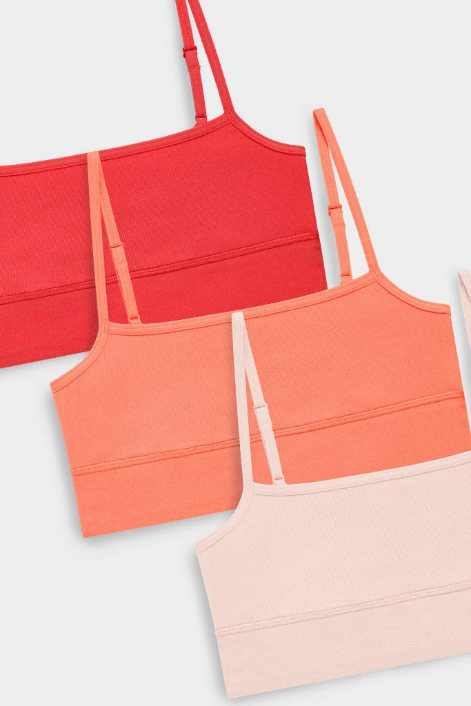 Negative Underwear Cotton Bralette In Cherry And In Coral And In Peach (3 Pack) Bras 2 Negative Underwear Cotton Bralette In Cherry And In Coral And In Peach (3 Pack) Bras