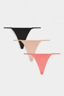 Negative Underwear Underwear Glacé G-String In Black And In Buff And In Coral (3 Pack)