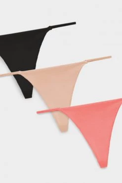 Negative Underwear Underwear Glacé G-String In Black And In Buff And In Coral (3 Pack)