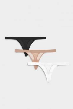 Negative Underwear Underwear Sieve Thong In Black And In Buff And In White (3 Pack)