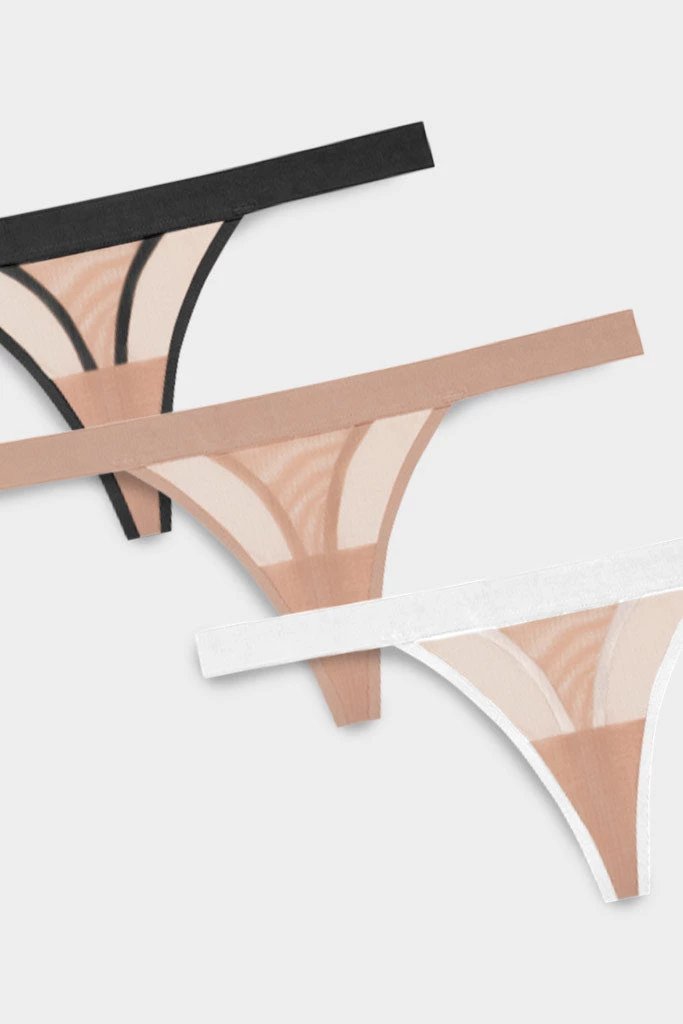 Negative Underwear Sieve Thong In Buff + Black And In Buff And In Buff + White (3 Pack) 2 Negative Underwear Sieve Thong In Buff + Black And In Buff And In Buff + White (3 Pack)