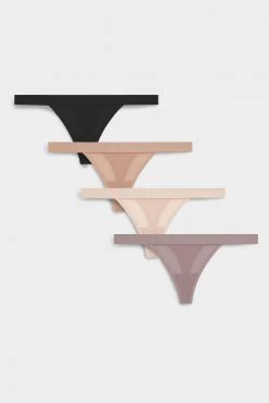 Negative Underwear Underwear Silky Thong In Black And In Buff And In Peach And In Haze (4 Pack)