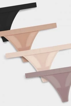 Negative Underwear Underwear Silky Thong In Black And In Buff And In Peach And In Haze (4 Pack)