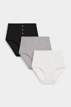 Negative Underwear Whipped High Rise In Black And In White And In Heather Grey (3 Pack) Underwear