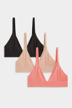 Negative Underwear Glacé Triangle Bra In Black And In Buff And In Coral (3 Pack) Bras