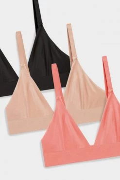 Negative Underwear Glacé Triangle Bra In Black And In Buff And In Coral (3 Pack) Bras