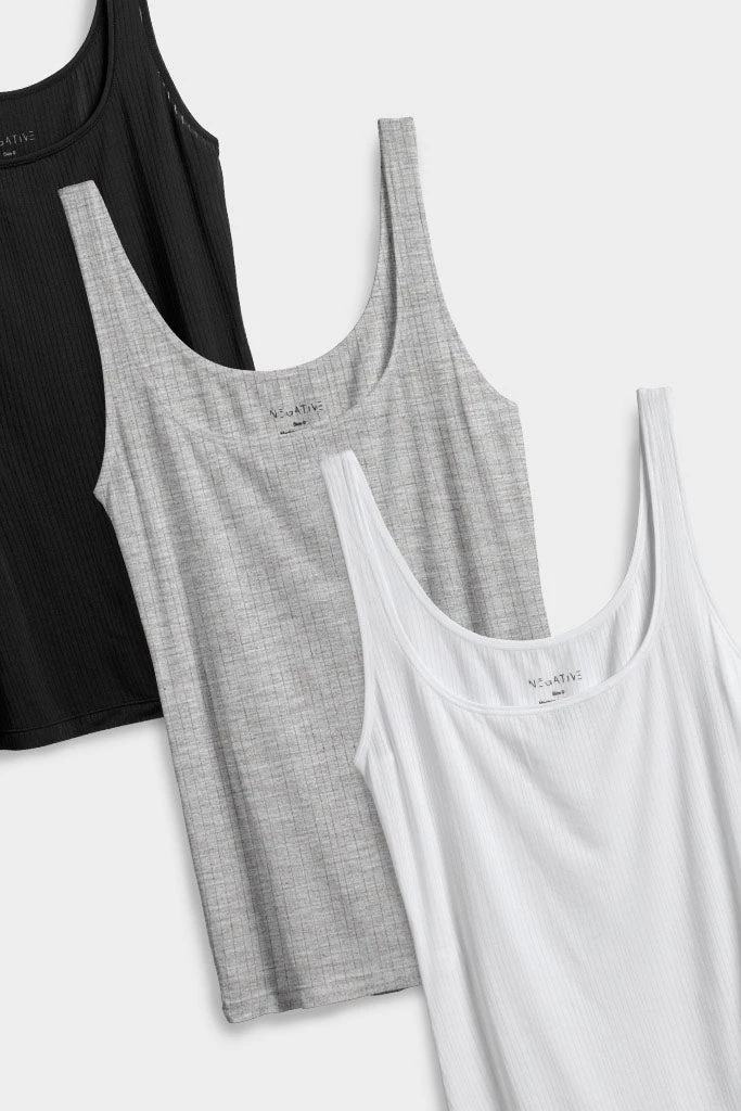 Negative Underwear Whipped A-Top In Black And In White And In Heather Grey (3 Pack) Lounge 2 Negative Underwear Whipped A-Top In Black And In White And In Heather Grey (3 Pack) Lounge