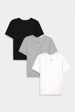 Negative Underwear Whipped Baby Tee In Black And In White And In Heather Grey (3 Pack)