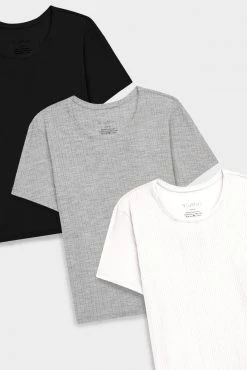 Negative Underwear Whipped Baby Tee In Black And In White And In Heather Grey (3 Pack)