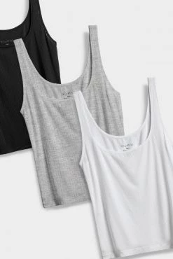 Negative Underwear Lounge Whipped Cropped A-Top In Black And In White And In Heather Grey (3 Pack)