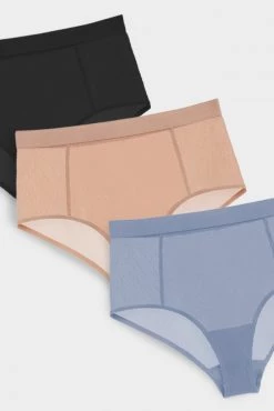 Negative Underwear Underwear Sieve High-Waist Brief In Black And In Buff And In Slate (3 Pack)