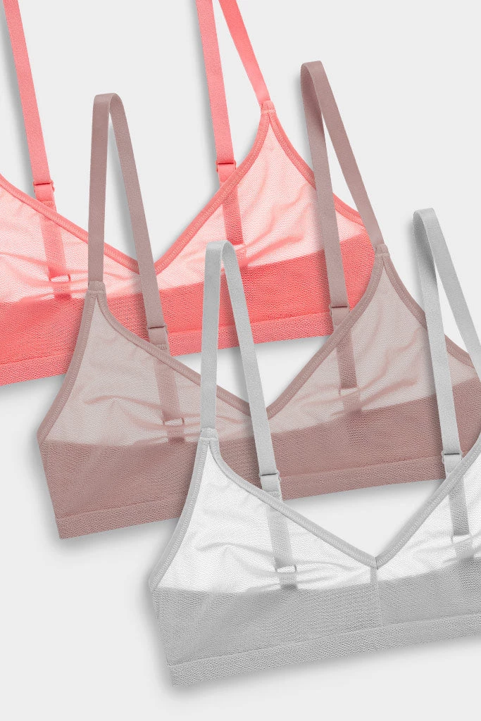 Negative Underwear Sieve Non-Wire Bra In Coral And In Haze And In Moon (3 Pack) 2 Negative Underwear Sieve Non-Wire Bra In Coral And In Haze And In Moon (3 Pack)