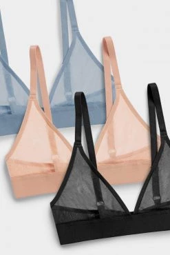 Negative Underwear Sieve Triangle Bra In Black And In Buff And In Slate (3 Pack) Bras