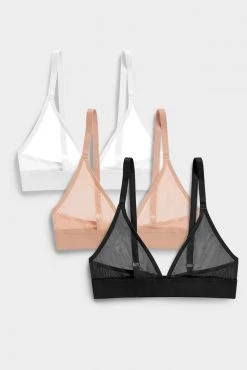 Negative Underwear Sieve Triangle Bra In Black And In Buff And In White (3 Pack) Bras