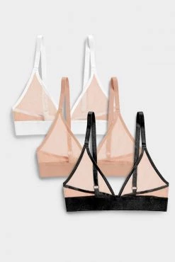 Negative Underwear Bras Sieve Triangle Bra In Buff + Black And In Buff And In Buff + White (3 Pack)