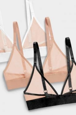 Negative Underwear Bras Sieve Triangle Bra In Buff + Black And In Buff And In Buff + White (3 Pack)