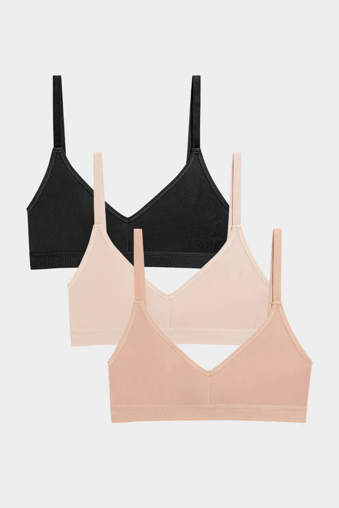 Negative Underwear Silky Non-Wire Bra In Black And In Buff And In Peach (3 Pack) 1 Negative Underwear Silky Non-Wire Bra In Black And In Buff And In Peach (3 Pack)