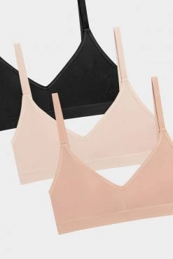 Negative Underwear Silky Non-Wire Bra In Black And In Buff And In Peach (3 Pack)