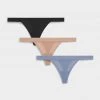 Negative Underwear Underwear Silky Thong In Black And In Buff And In Slate (3 Pack)