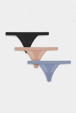 Negative Underwear Underwear Silky Thong In Black And In Buff And In Slate (3 Pack)