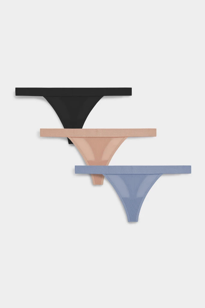 Negative Underwear Underwear Silky Thong In Black And In Buff And In Slate (3 Pack) 1 Negative Underwear Underwear Silky Thong In Black And In Buff And In Slate (3 Pack)