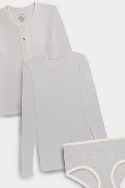 Negative Underwear Whipped Cardi + Whipped Cropped Long Sleeve + Boy Short In Moon Metallic (Pack) Lounge