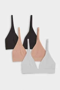 Negative Underwear Whipped Triangle Bra In Black And In Buff And In Moon (3 Pack) Bras