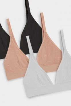 Negative Underwear Whipped Triangle Bra In Black And In Buff And In Moon (3 Pack) Bras