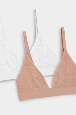 Negative Underwear Whipped Triangle Bra In Buff And In White (2 Pack)