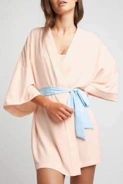 Negative Underwear Lounge Supreme Mini Robe In Peach 6 Negative Underwear Lounge Supreme Mini Robe In Peach