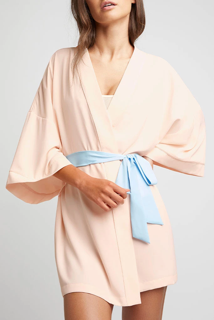 Negative Underwear Lounge Supreme Mini Robe In Peach 3 Negative Underwear Lounge Supreme Mini Robe In Peach