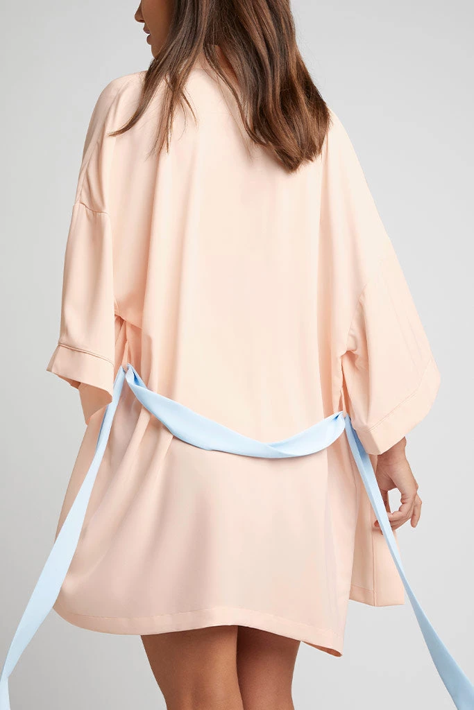 Negative Underwear Lounge Supreme Mini Robe In Peach 2 Negative Underwear Lounge Supreme Mini Robe In Peach
