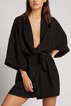 Negative Underwear Lounge Supreme Mini Robe In Black
