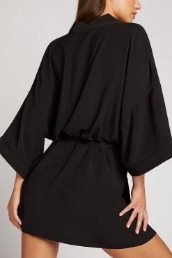 Negative Underwear Lounge Supreme Mini Robe In Black